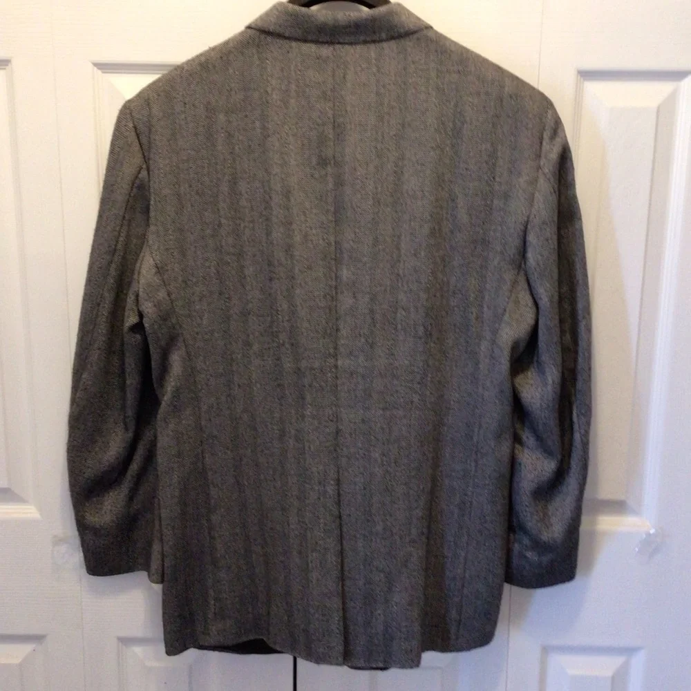 John Peel Ltd. Gray Herringbone Stripe Two Button Blazer Sports Jacket Size 44R